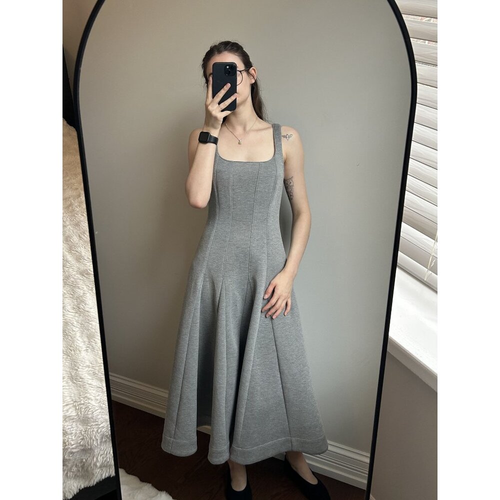 Anthropologie Du Paradis Gray A-Line Midi Dress Size Small